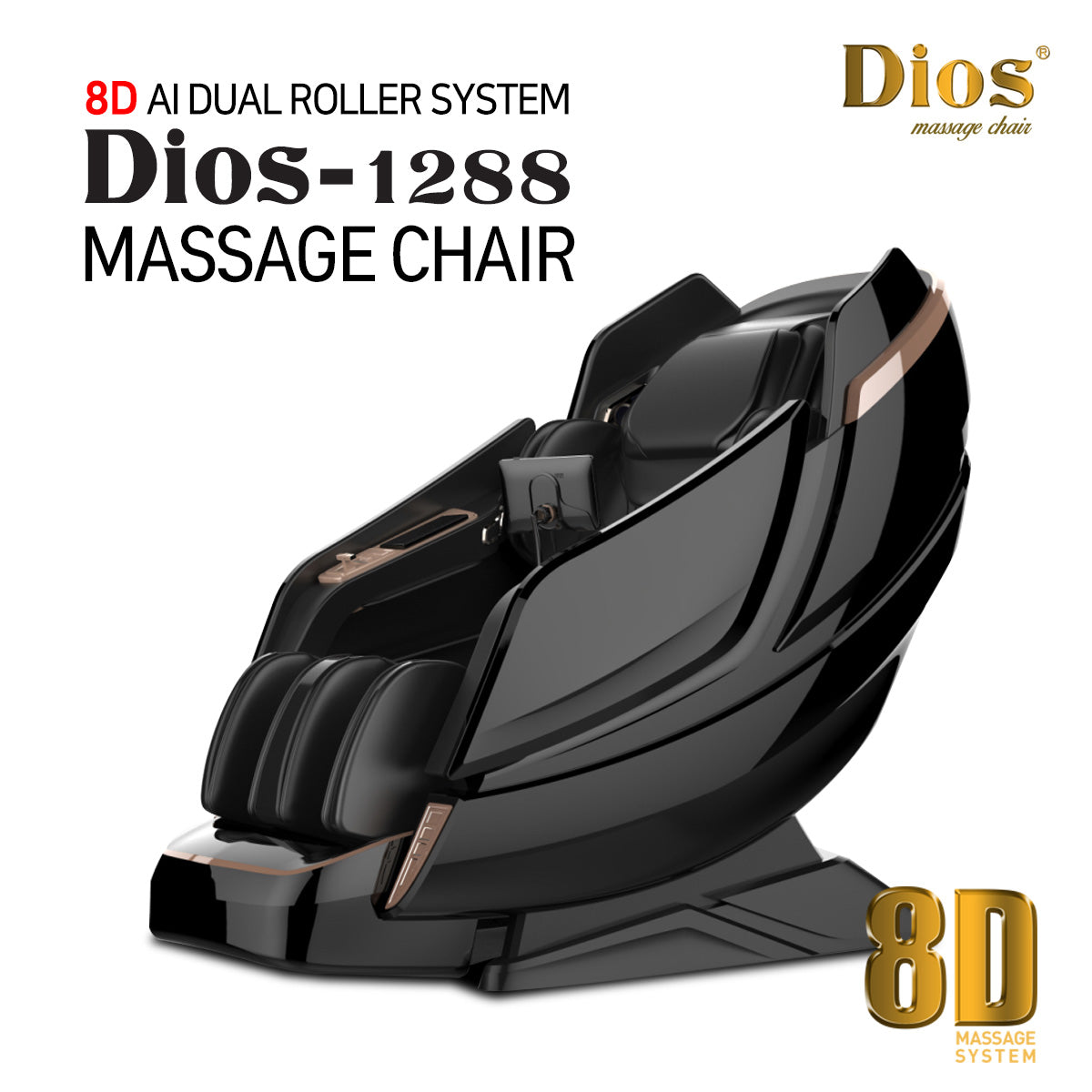 Kahuna Chair Dios-1288 Luxury Massage Chair- 8D Dual Air Tech, SL-Track, Brain Relaxation, Zero Gravity -Black PRE-ORDER SHIPPING 7-26-25