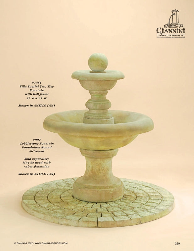 Giannini Garden Elegant Villa Santini Two-Tier Fountain with Stunning Ball Finial