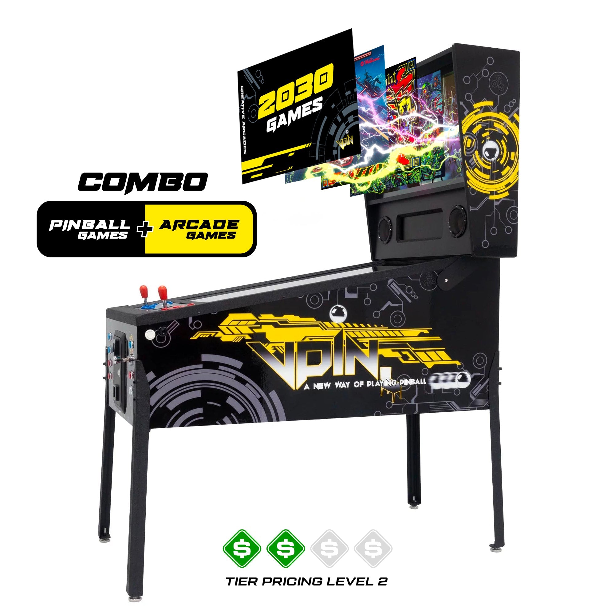 Creative ArcadesThe Pincade Combo | Pinball & Arcade All-In-One Machine | 2 Player | 2030 Games-3-4 Week Lead Time