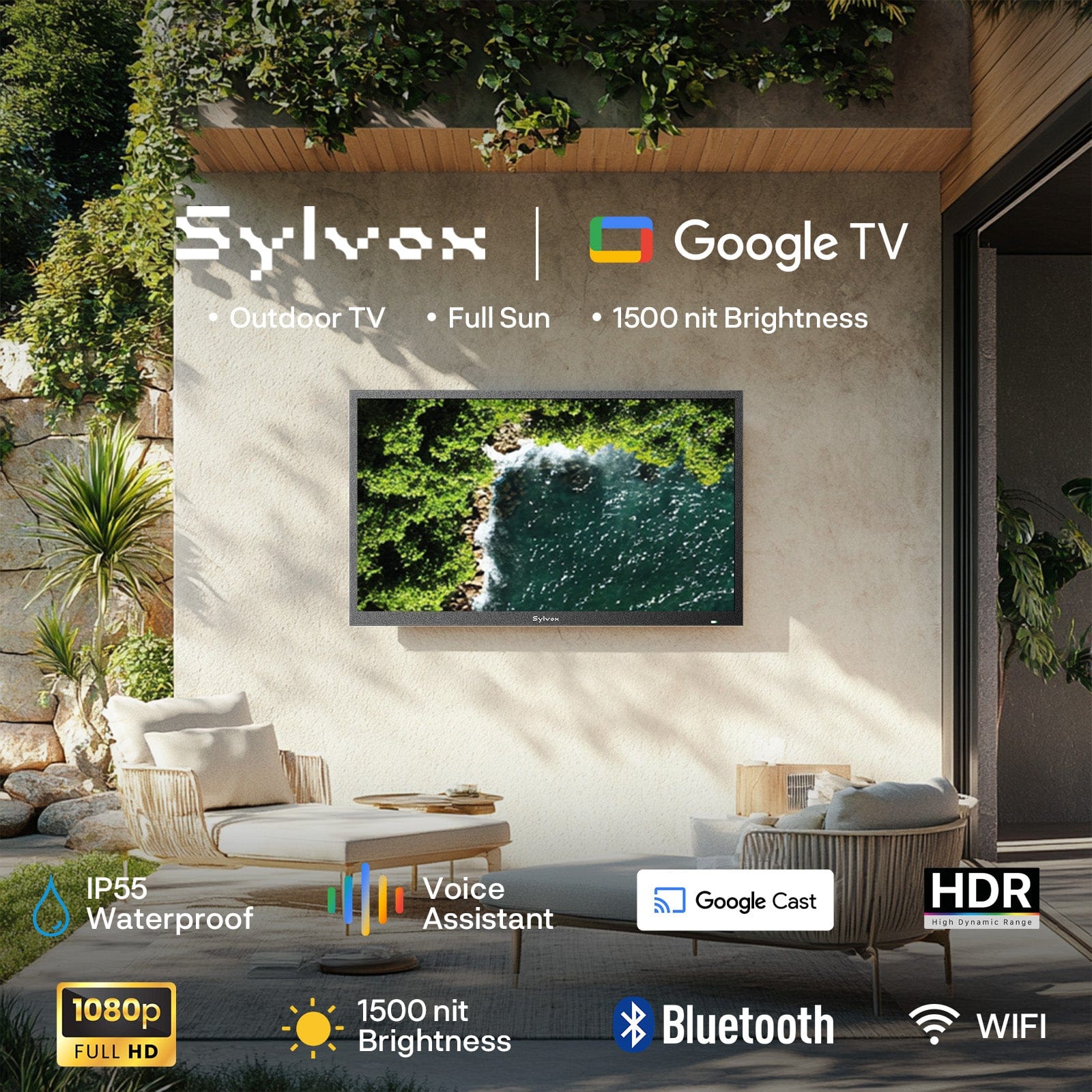 Sylvox 32" Pool SE Weatherproof TV (1500nit Brightness)
