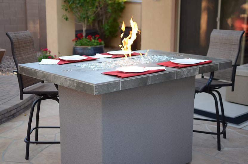 Kokomo Grills Entertainer Bar Gas Fire Pit Table with fire glass