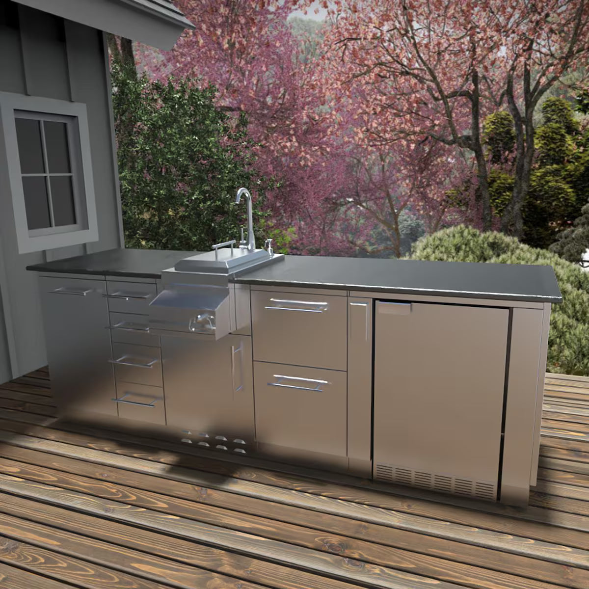 Sunstone SAVANNA 8 Ft 6 In Wet Bar Outdoor Cabinet Package - SCPSAVANNA