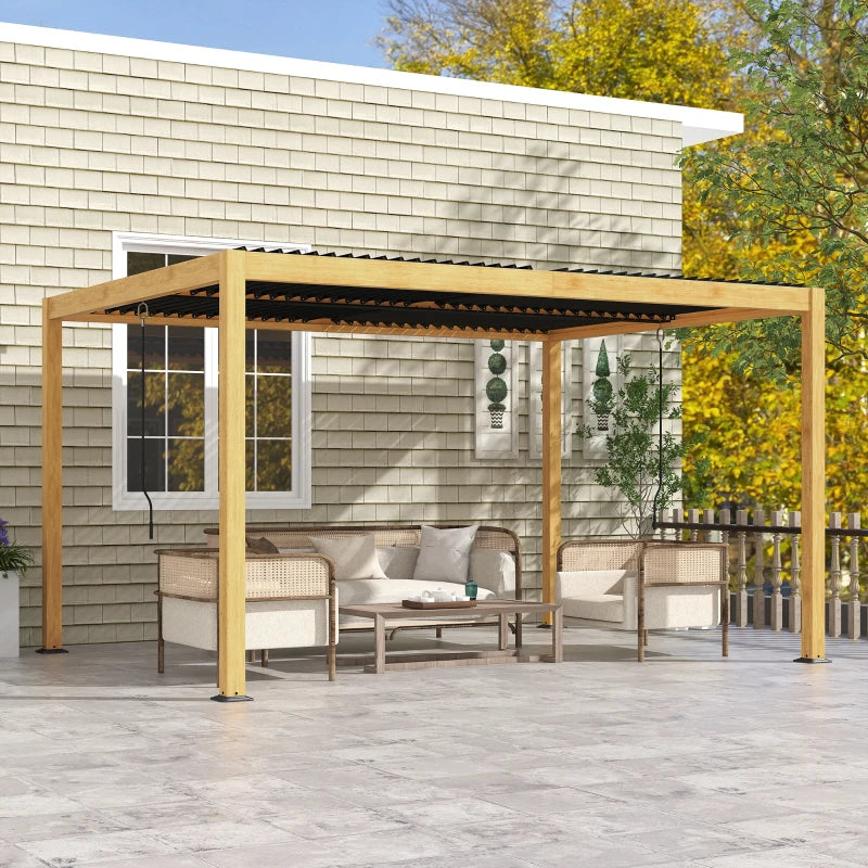 Outsunny Aluminum Louvered Pergola with Adjustable Roof, 10' x 13' Hardtop Gazebo for Patio, Deck, Garden, Yard, Beach