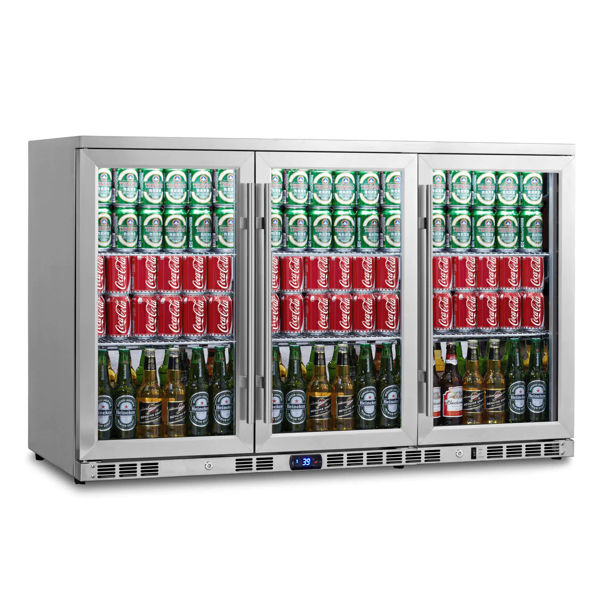 KingsBottle 53" Heating Glass 3 Door Large Beverage Refrigerator - KBU328M