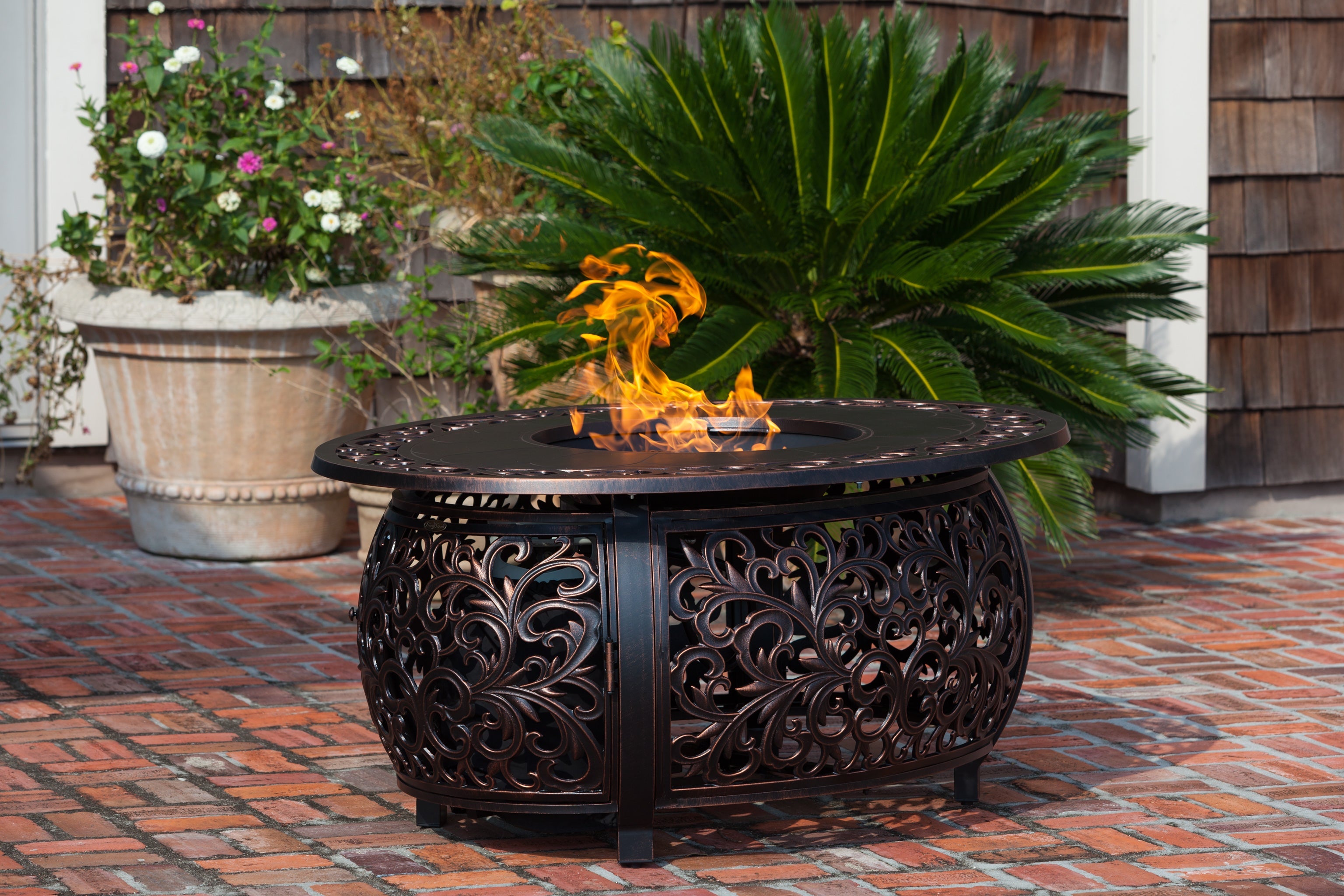 Fire Sense Toulon Oval Aluminum LPG Fire Pit | 62198