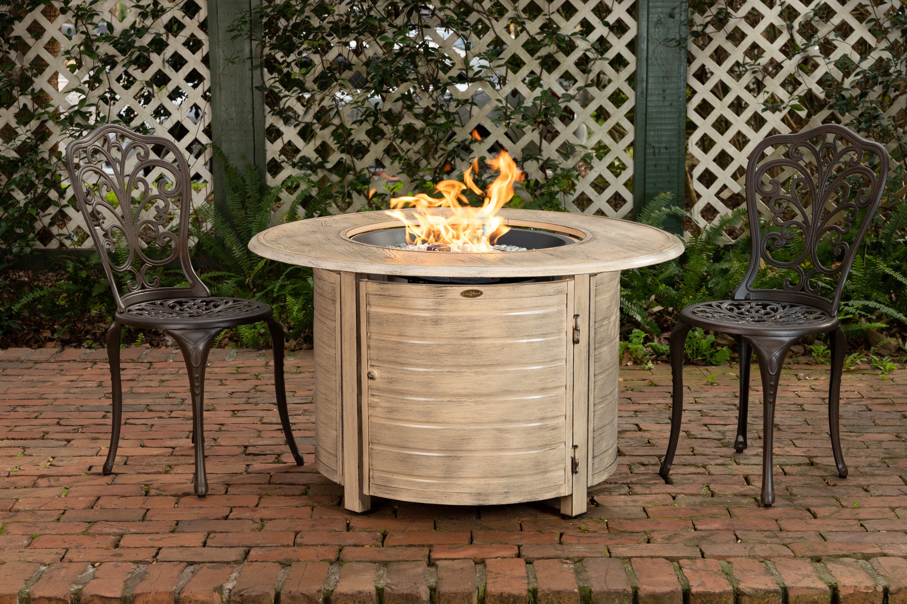 Fire Sense Thatcher Round LPG Fire Pit in Driftwood | 62739