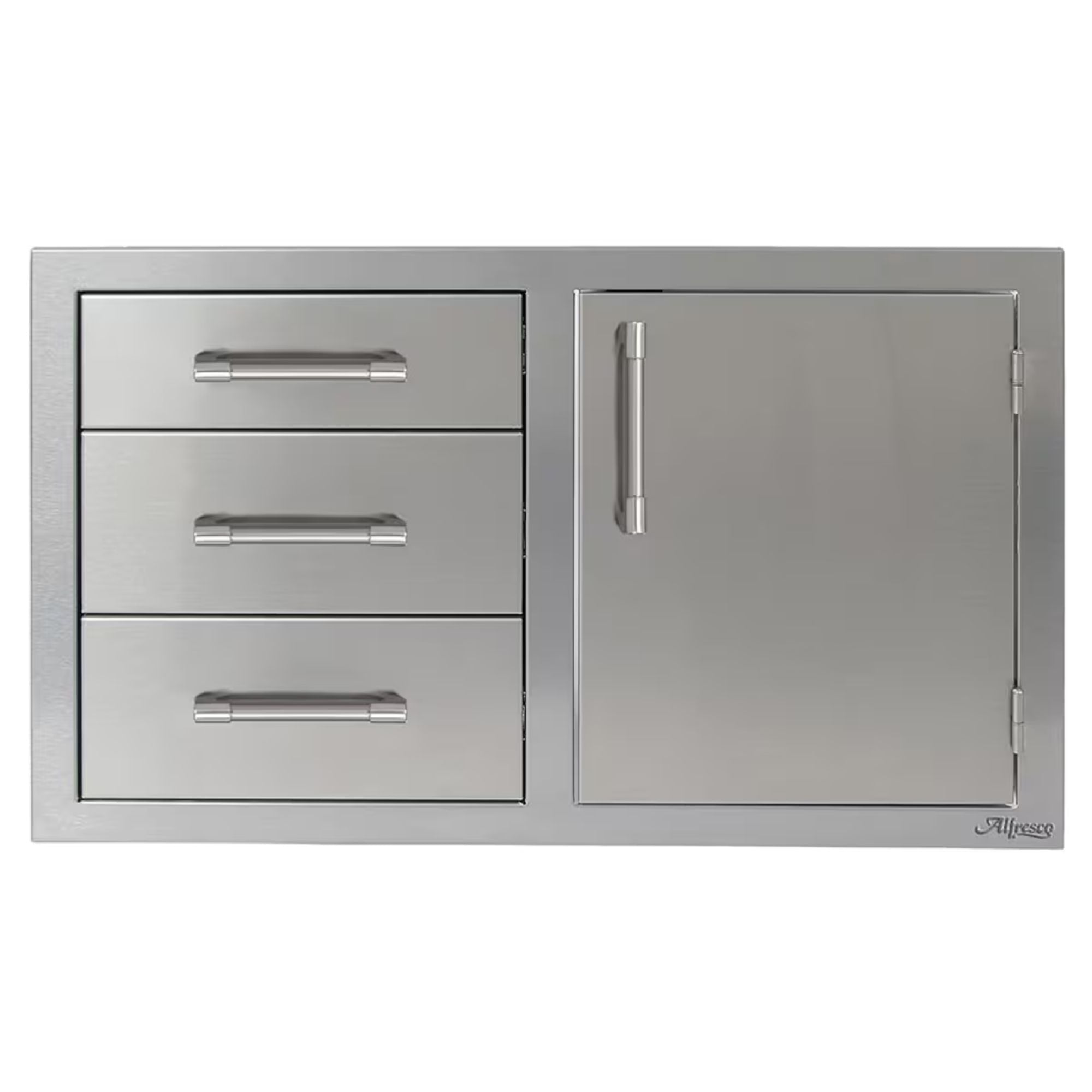 Alfresco 32-Inch Stainless Steel Right-Hinged Soft-Close Door & Triple Drawer Combo