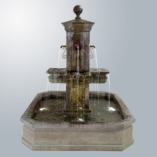 Elegant Anduze Square Fountain with Matching Pond for Stunning Water Spouts