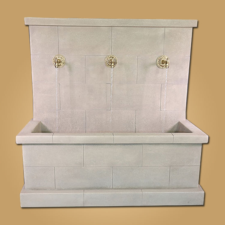 Elegant Antibes Trois Wall Fountain with Exquisite Bronze Spouts