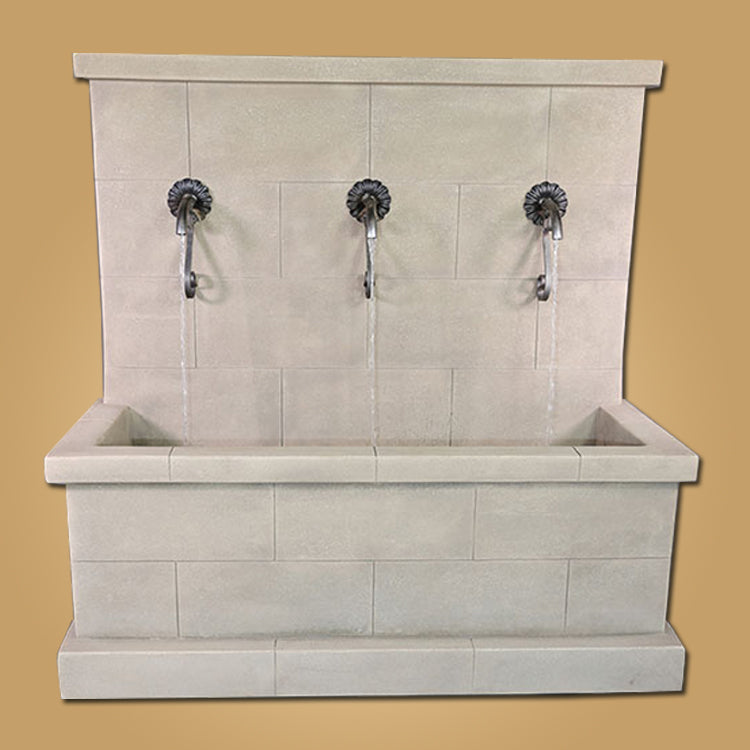 Charming Antibes Trois Wall Fountain with Rustic Spouts