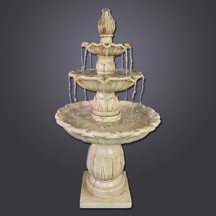 Elegant Arcea Lotus Triple-Tier Fountain