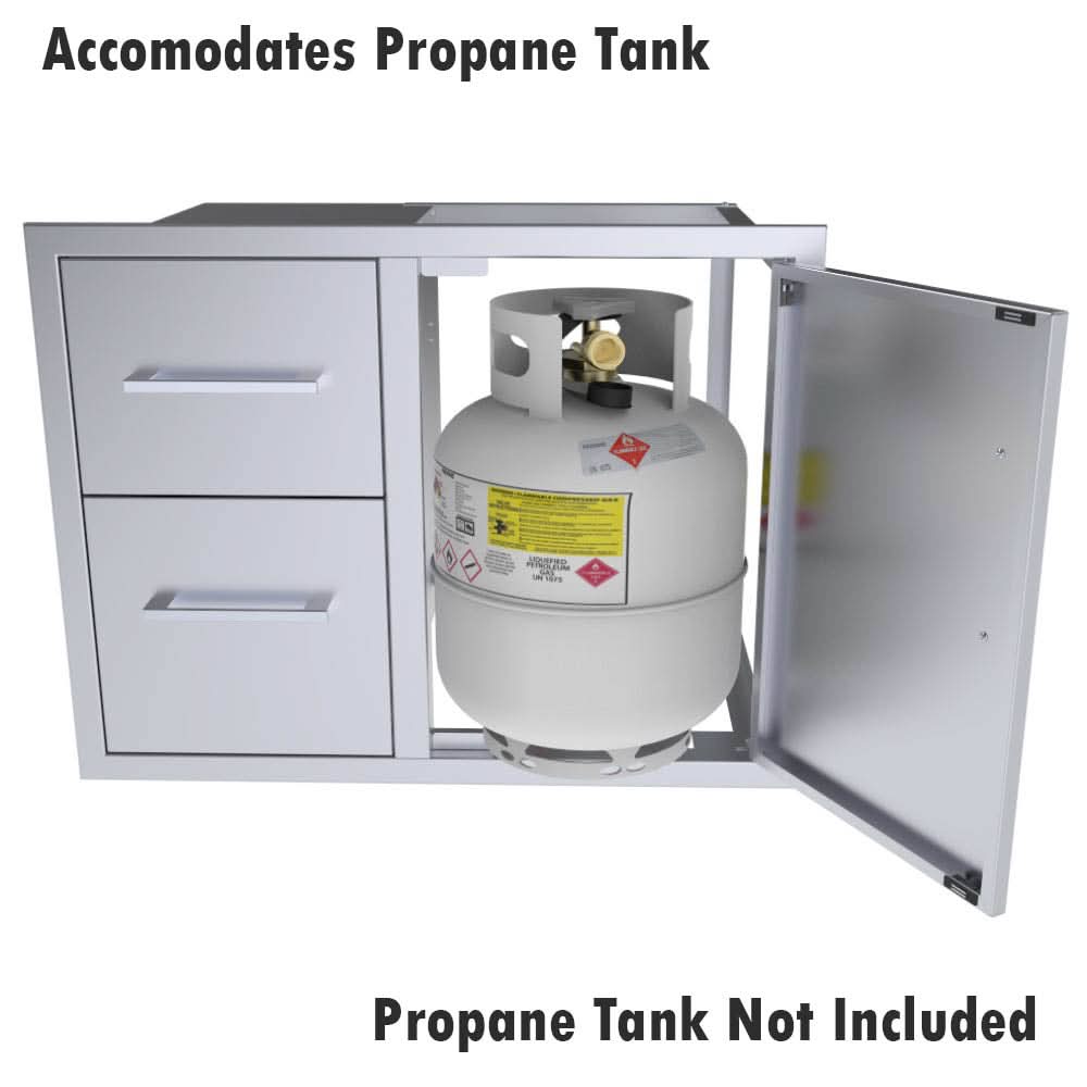 Sunstone 30" Beveled Style Double Drawer & Door Combo w/Removable Support Frame - BA-DDC30