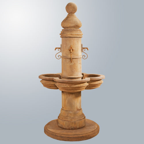 Charming Beaumont Fountain Featuring Rustic Iron Spouts