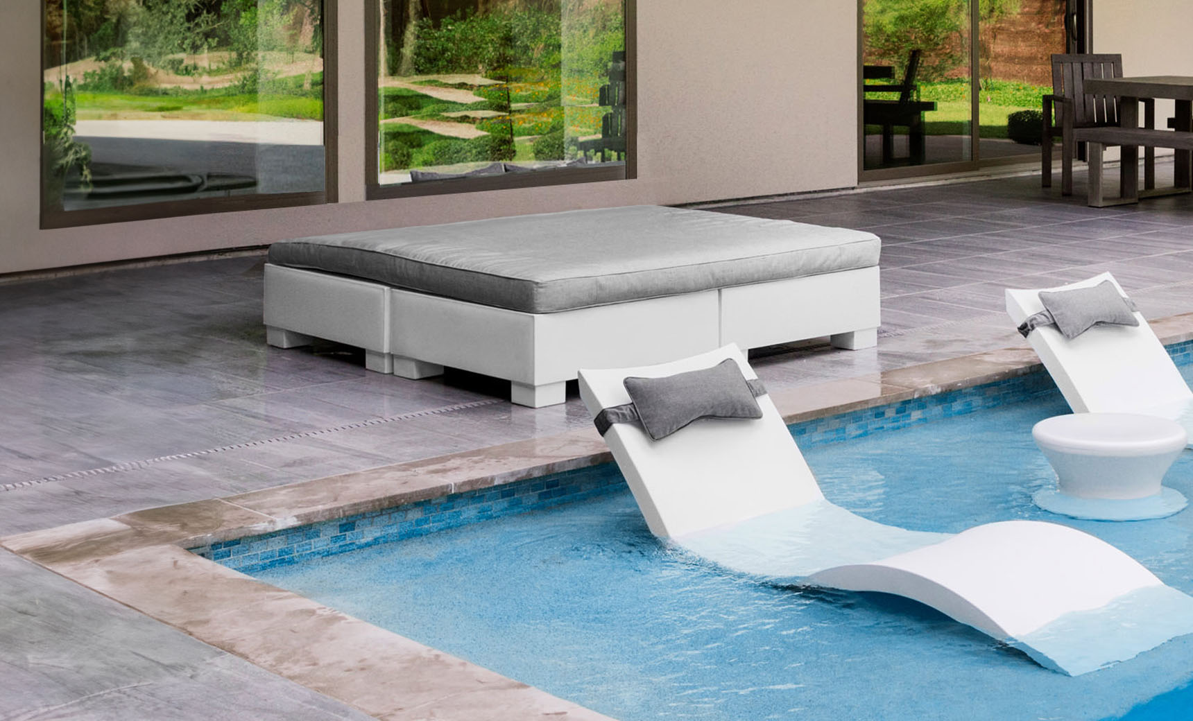 Ledge Affinity Square Sunbed with Flat Cushion