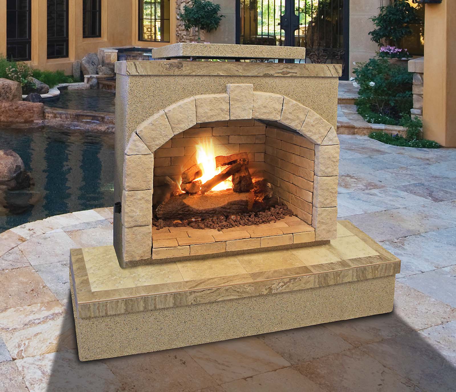 Cal Flame 72-Inch Outdoor Fireplace FRP906-3