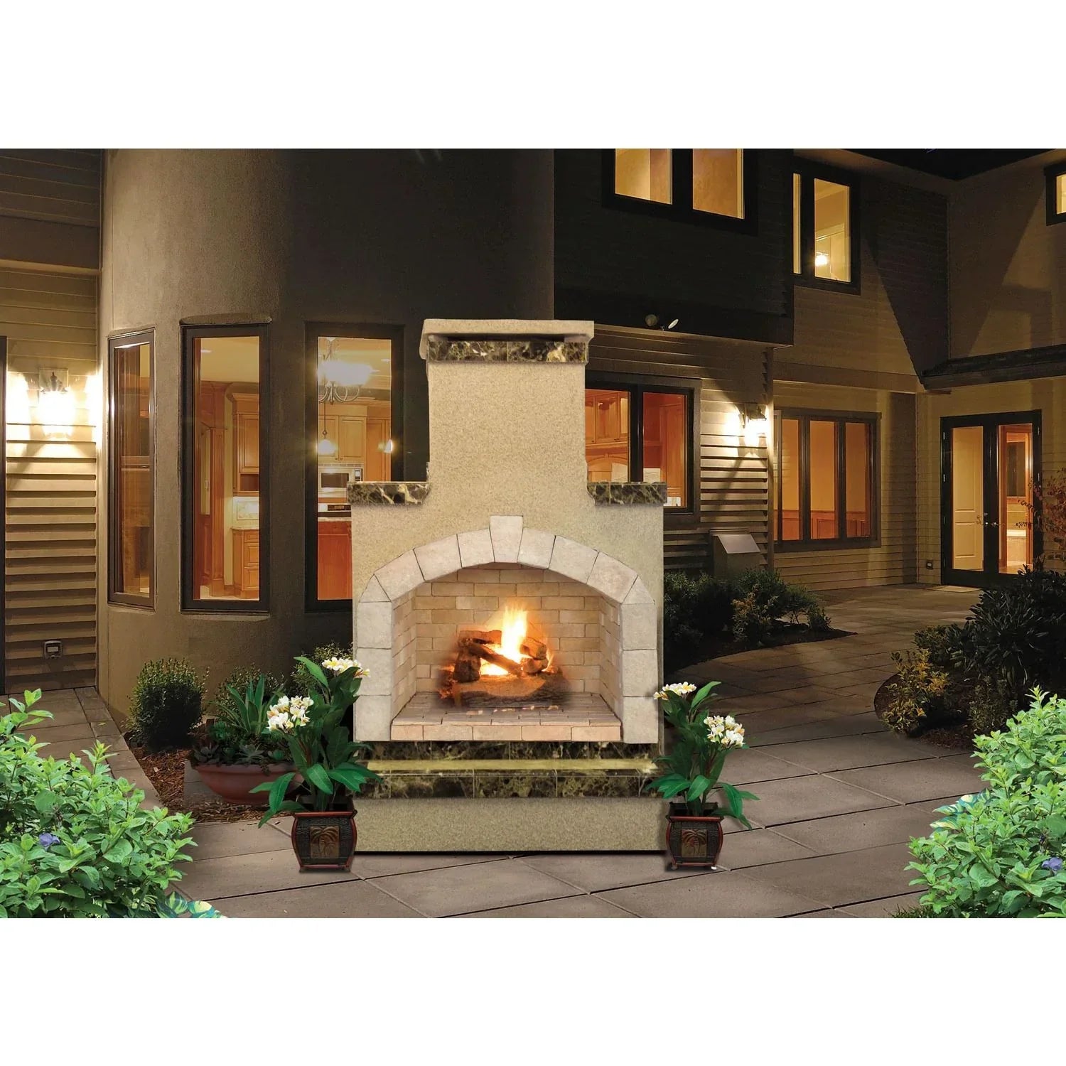 Cal Flame 48-Inch Outdoor Fireplace with Hearth FRP908-2