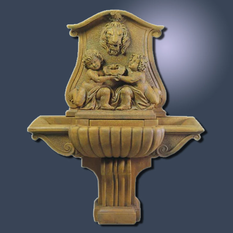 Charming Donatello Wall-Mounted Outdoor Water Fountain for Lavish Gardens