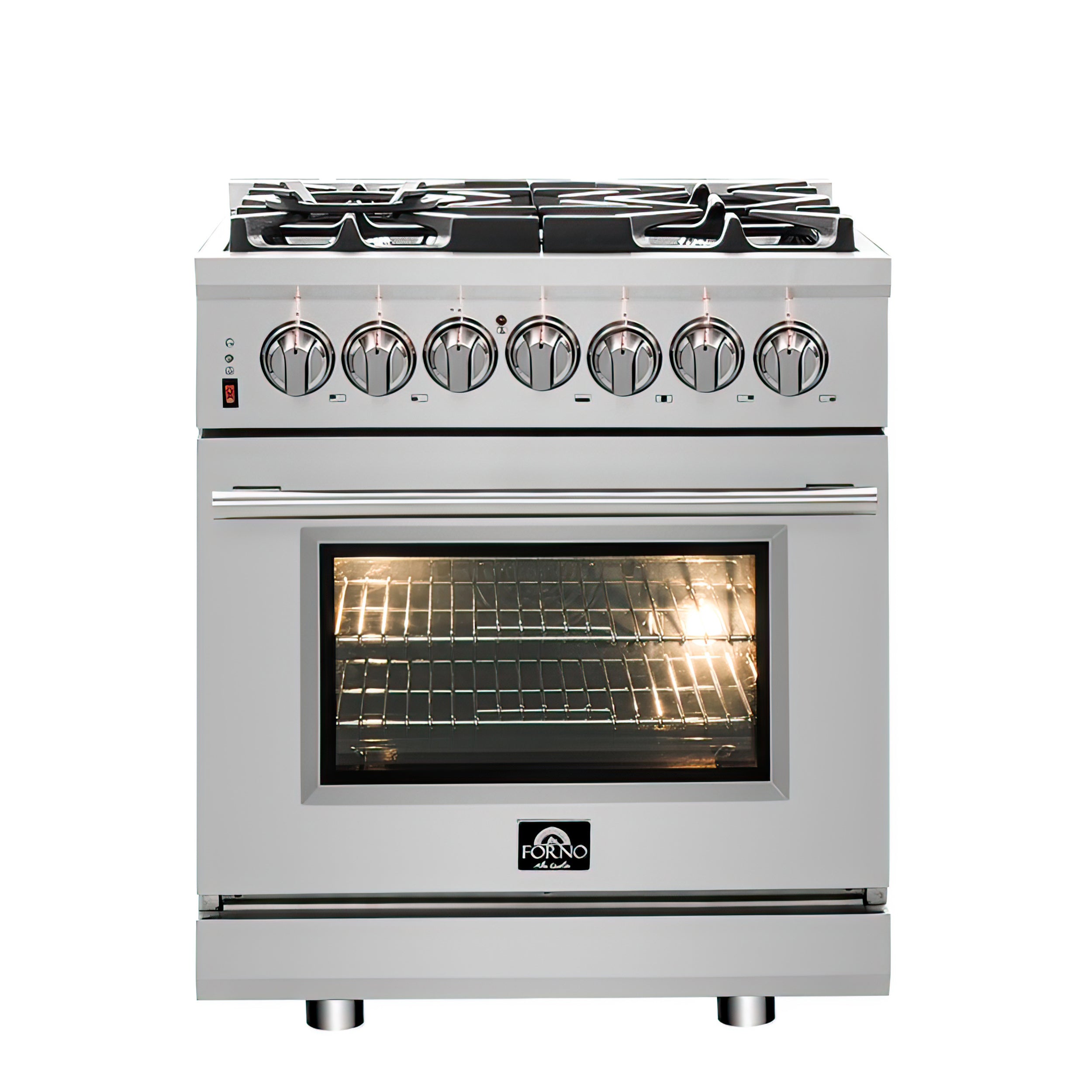 Forno Massimo 30-Inch Freestanding Dual Fuel Range, 4 Burners, Double Convection Ovens