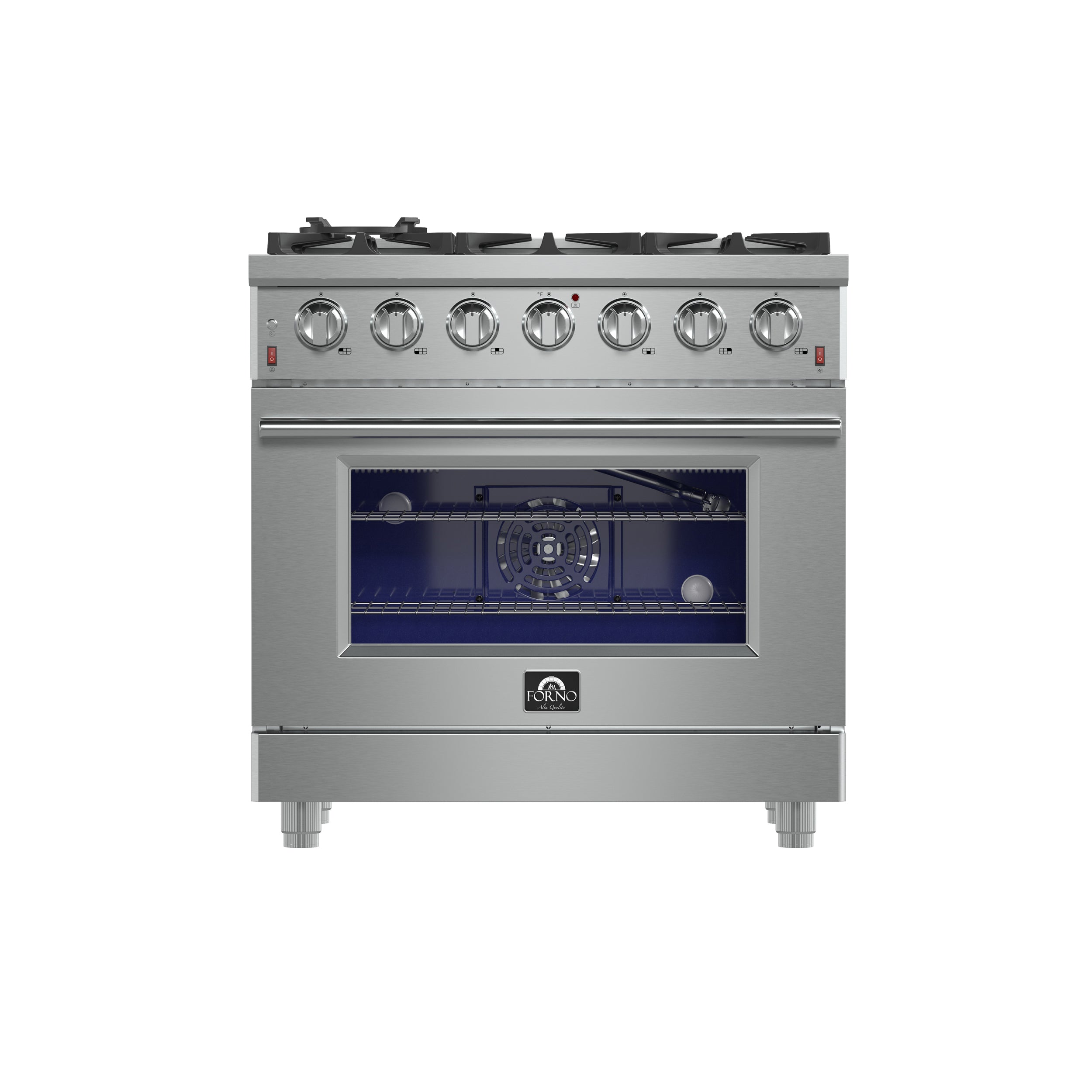 Forno Massimo 36-Inch Freestanding Gas Range, 6 Sealed Burners, Convection Oven, Energy Efficient