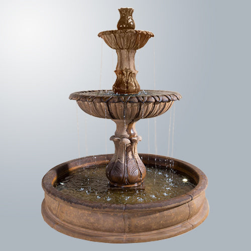 Elegant Grandis Calanthia Two-Tier Pond Fountain for a Tranquil Garden Experience
