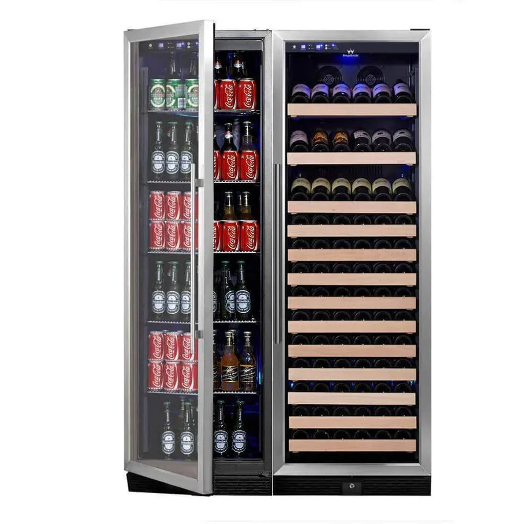 KingsBottle 72" Large Wine And Beverage Cooler Drinks Combo With Clear Door - KBU170BW2