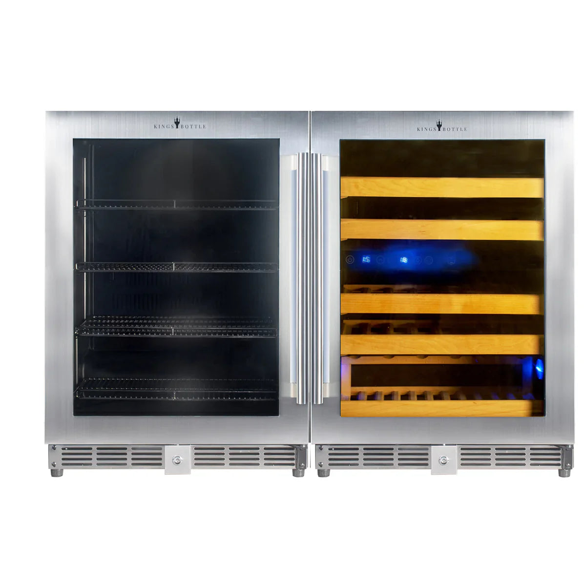 KingsBottle 48 Inch Glass Door Wine And Beverage Fridge Center Built In - KBU50BW3