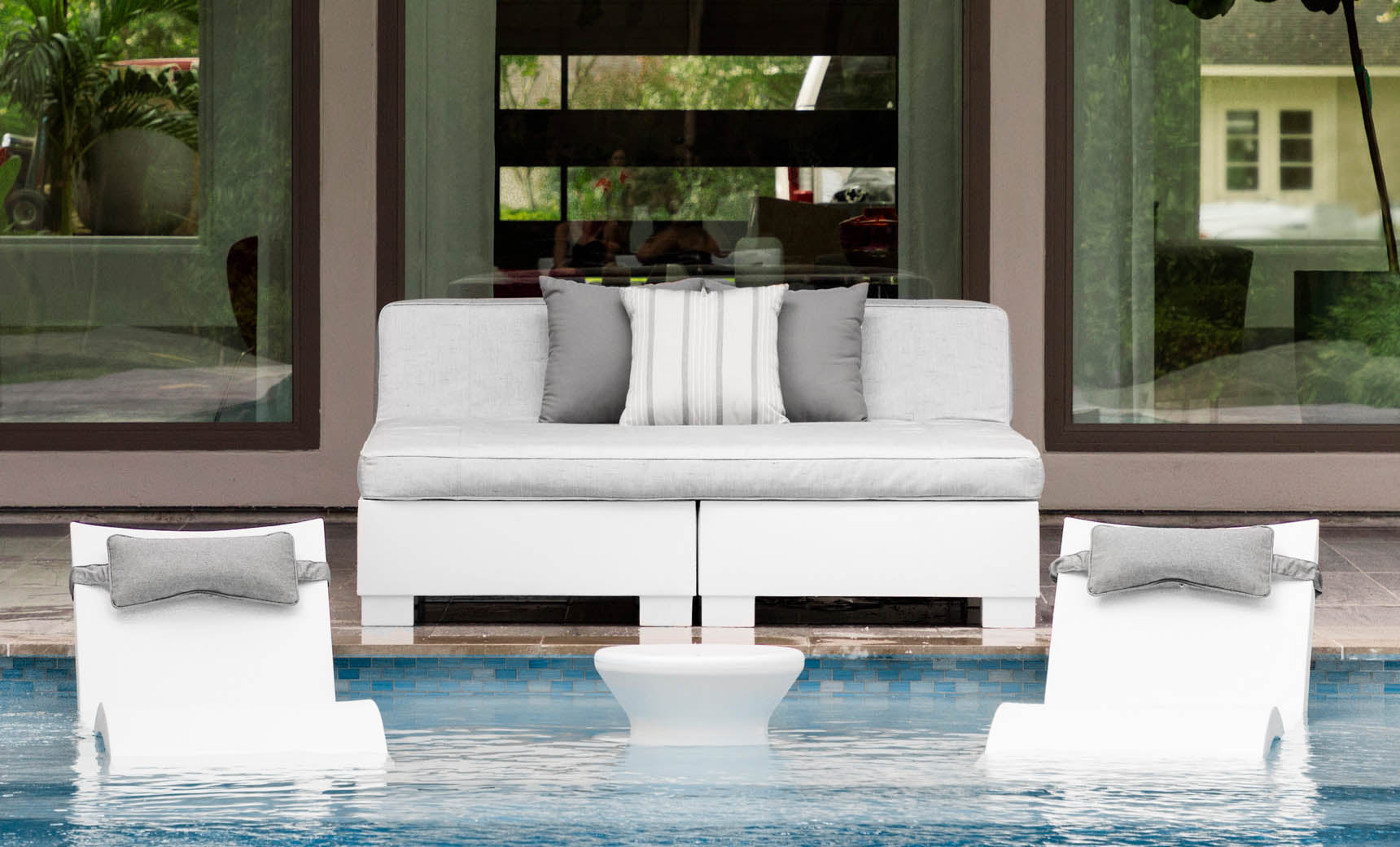 Ledge Affinity Square Sunbed with Backrest Cushion