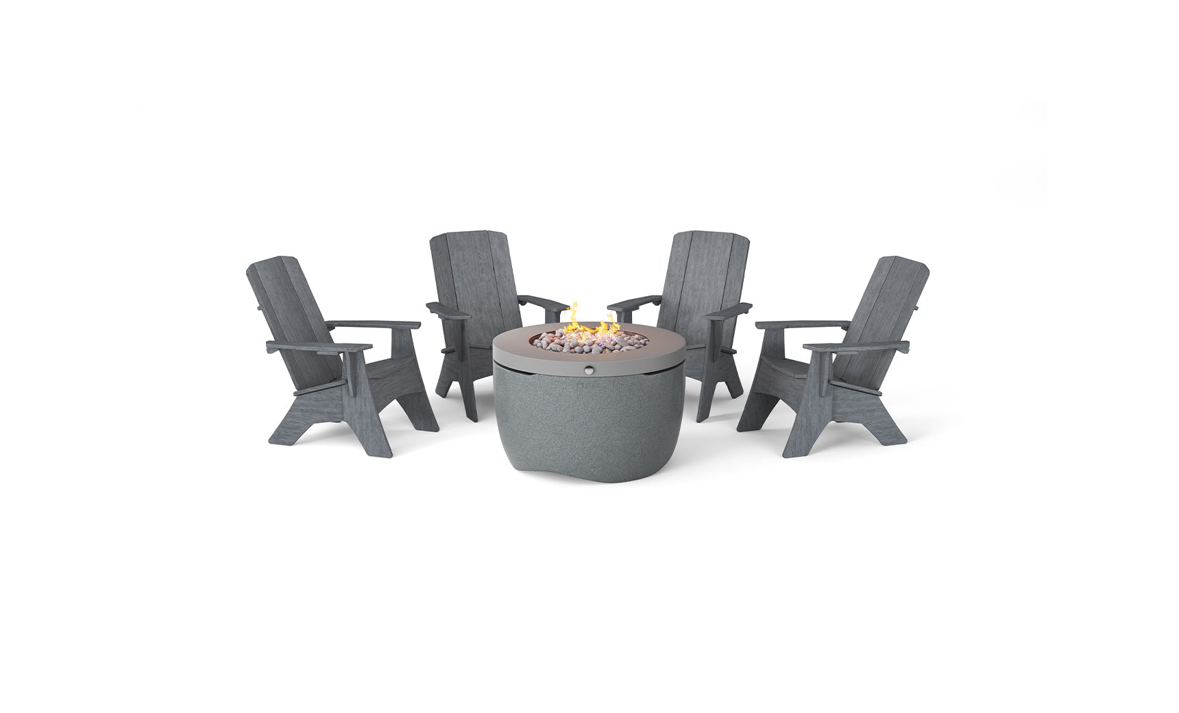 Ledge Halo Firepit with Set of 4 Adirondacks