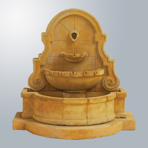 Elegantly Designed Liguria Wall Water Fountain with Step and Durable Concrete Spout