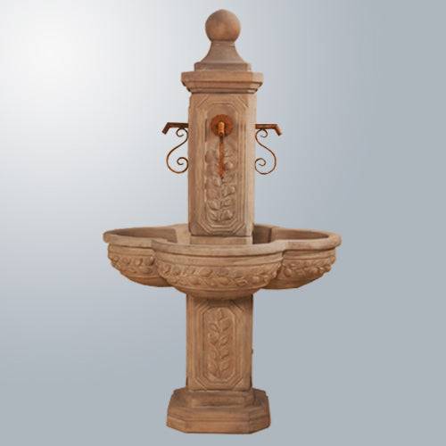 Charming Limone Courtyard Fountain with Rustic Iron Spouts