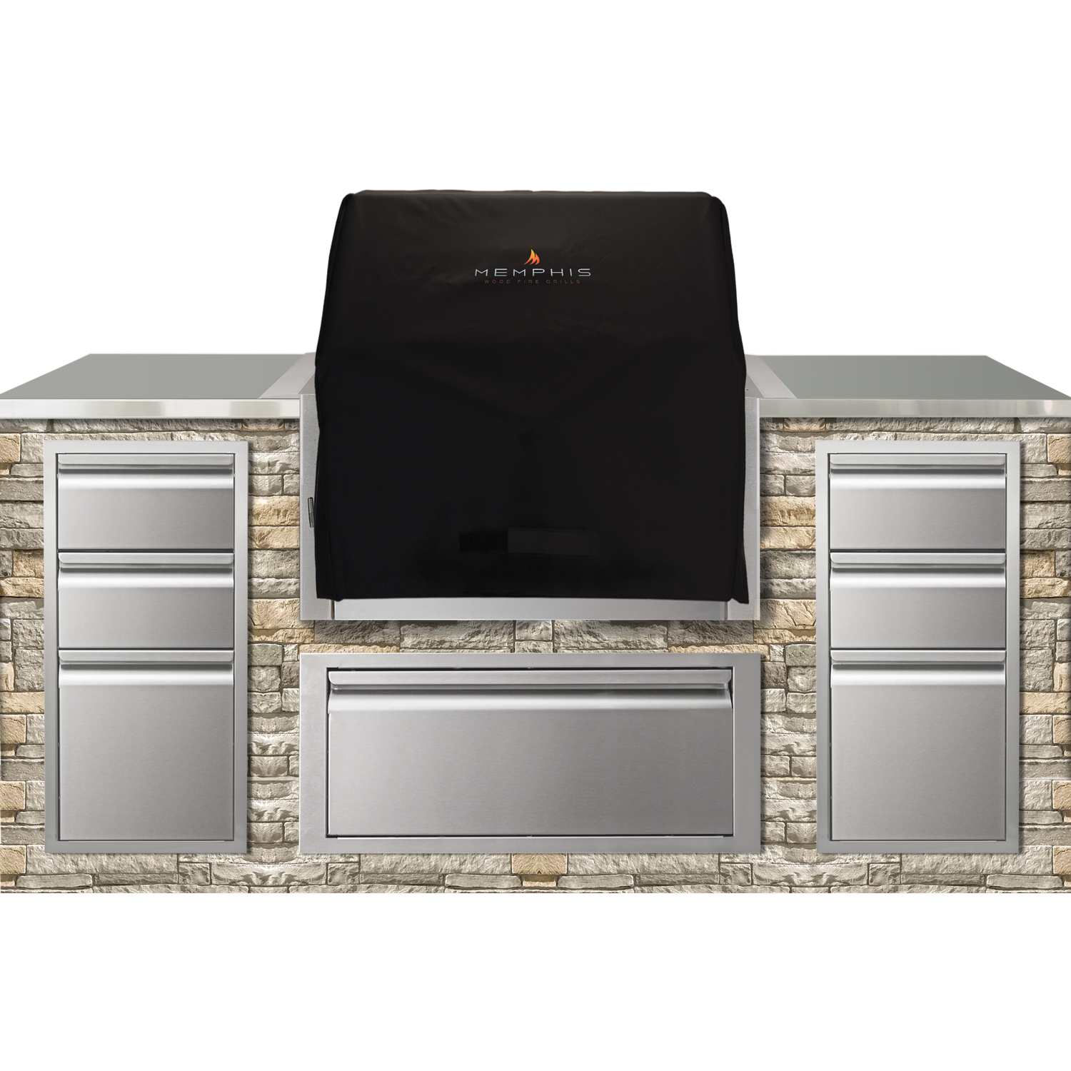 Memphis 30" Black Polyester Grill Cover for Elevate ITC2 Built-In Pellet Grill