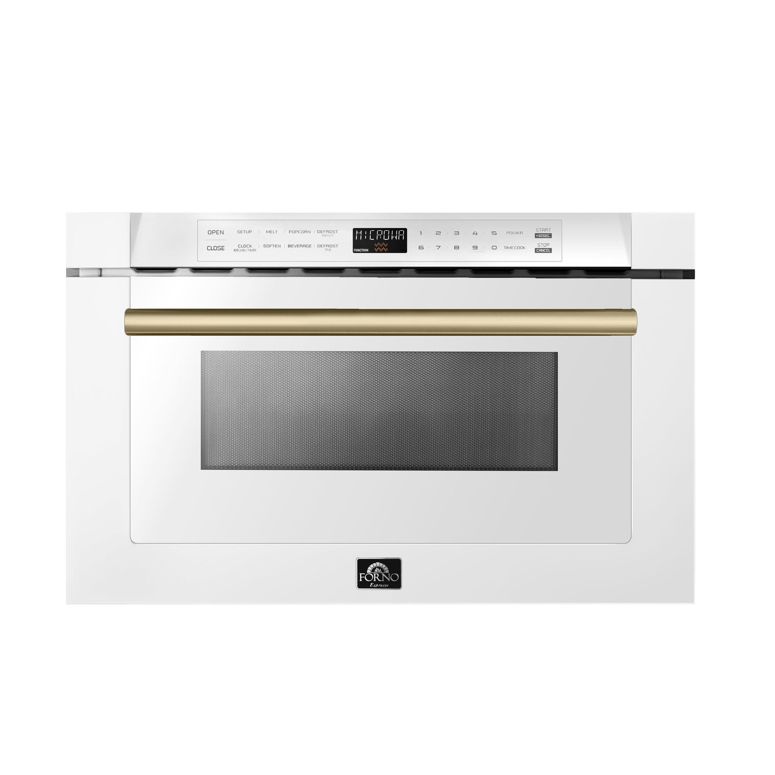 Forno Capoliveri Espresso 24-Inch Microwave Drawer, White, 1.2 cu.ft, 1500 Watts, Built-In, Touch Control LCD Display, Auto-Touch Open/Close, 11 Power Levels, Sensor Cooking