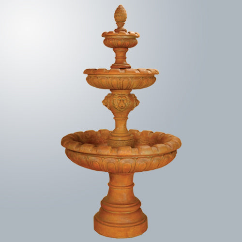 Elegant Monegasque Lion Triple-Tier Fountain