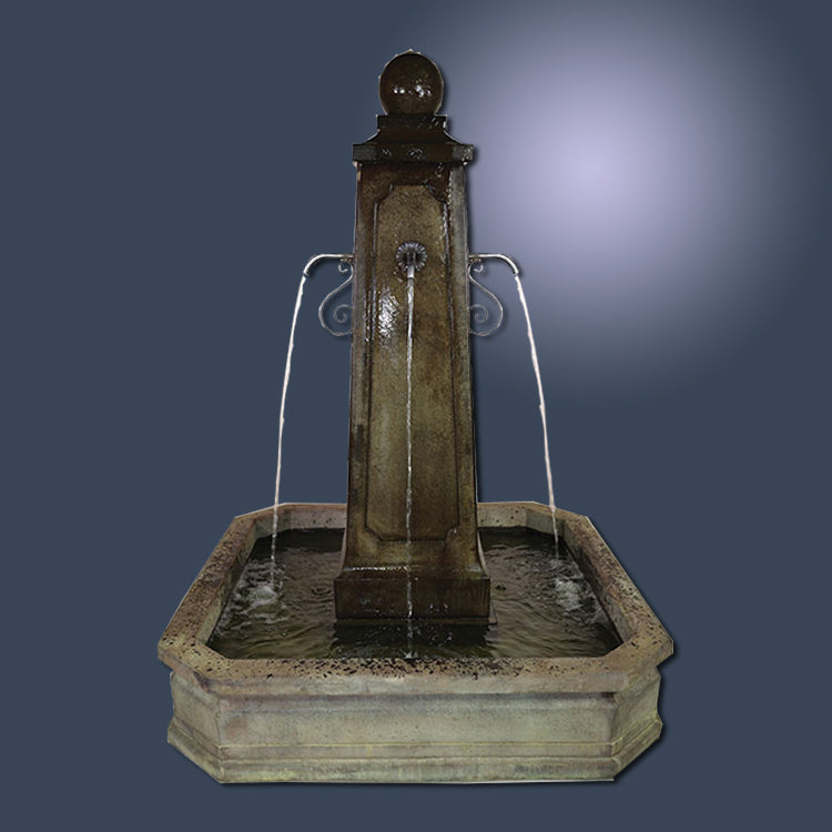 Charming Promenade Carre Pond Fountain with Rustic Spouts