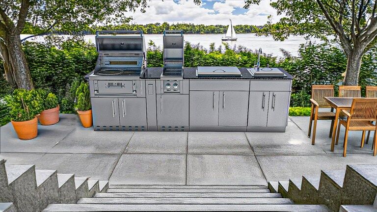 Sunstone Grills THE ALAMO 10 Foot Outdoor Cabinet Island Package with Hybrid Grill – SCPALAMO10