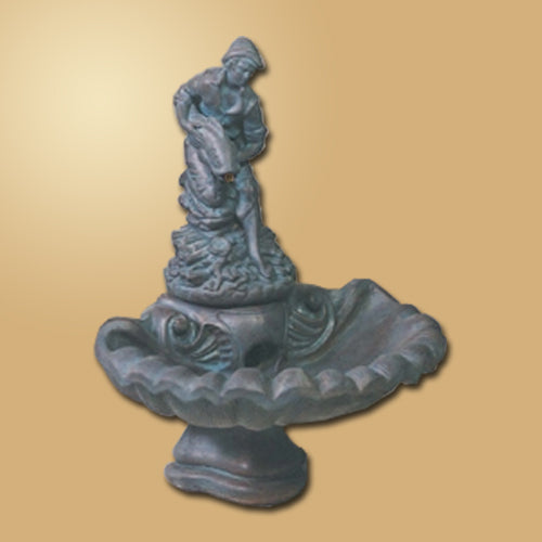Charming One-Tier Fountain Featuring a Playful Fisher Boy
