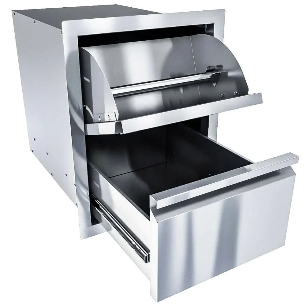 Sunstone 16 Inch Aruba Series Large Triple Drawer Unit with Cutlery Drawer and Two Large Storage Drawers - ARU-16TD