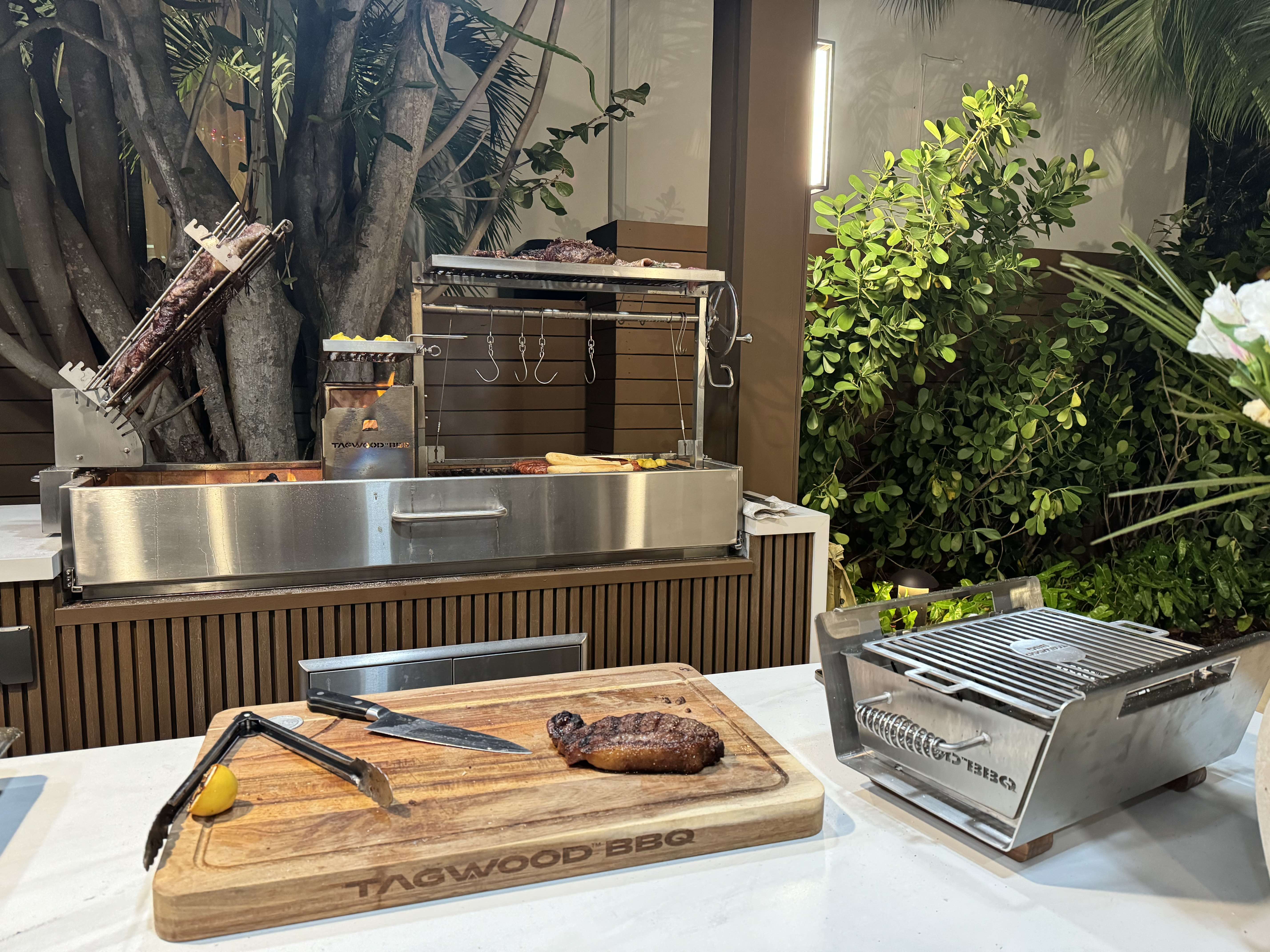 Tagwood BBQ Table Top Warming Brazier | Stainless steel and Acacia wood | BBQ07SS--