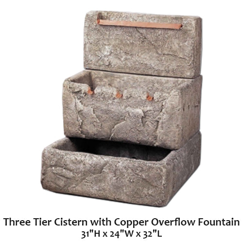 Elegant Three-Tier Cistern with Stunning Copper Overflow Fountain