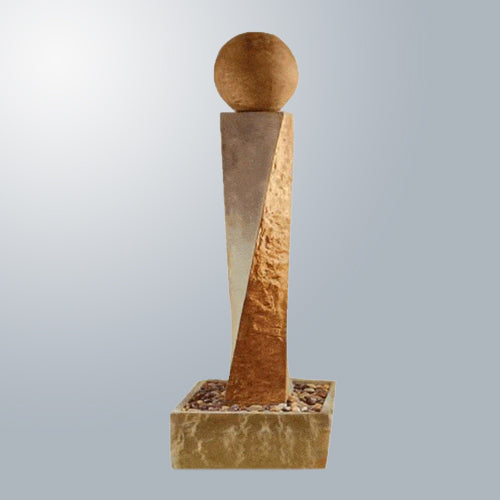 Mesmerizing Twisted Rock Fountain with Glowing Ball