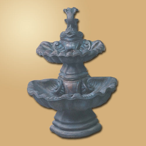 Elegant Two-Tier Shell Fountain Featuring Graceful Fish