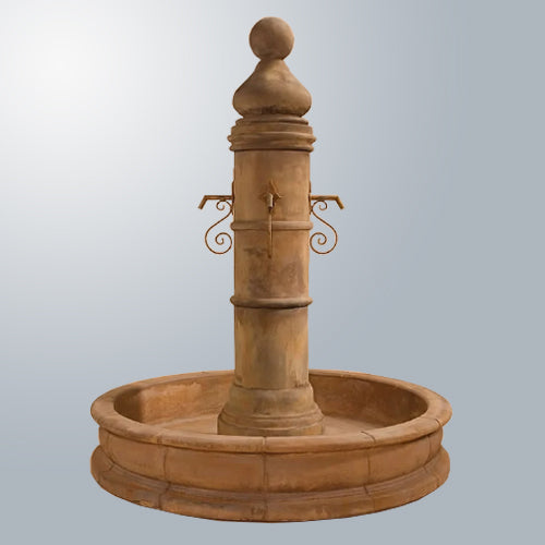 Giannini Garden Elegantly Designed Ventoux Fountain with 66" Round Pond and Charming Rustic Iron Spouts