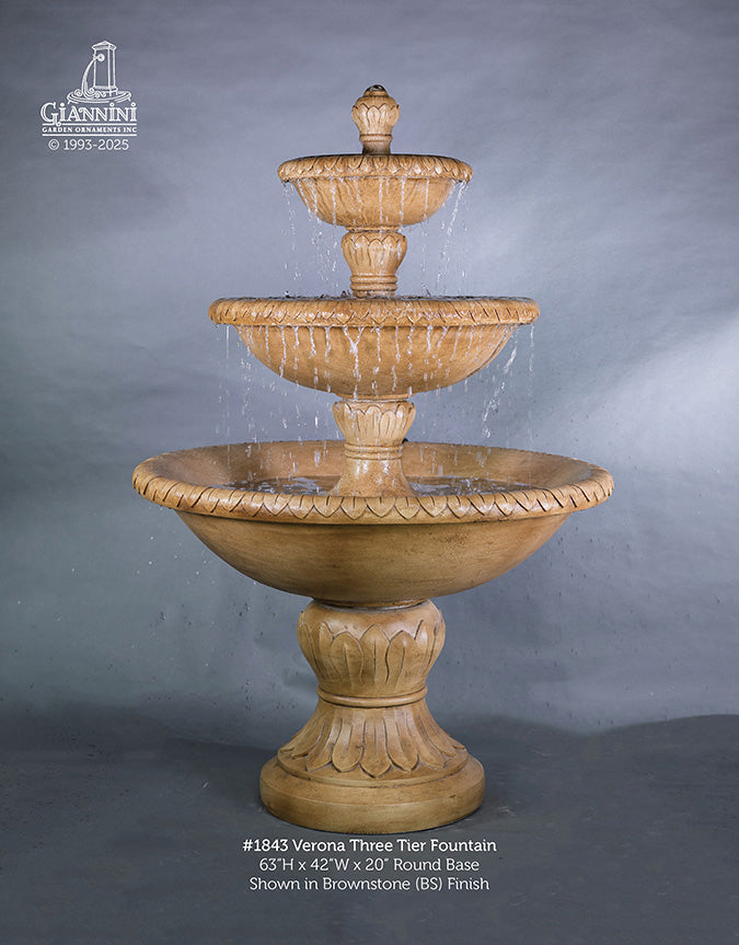 Giannini Garden Elegant Verona Three-Tiered Fountain for Timeless Outdoor Charm