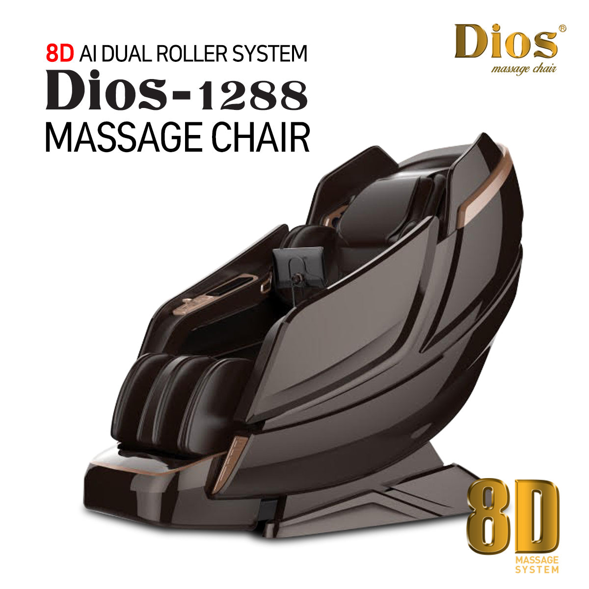 Kahuna Chair Dios-1288 Luxury Massage Chair- 8D Dual Air Tech, SL-Track, Brain Relaxation, Zero Gravity -Brown PRE-ORDER SHIPPING 7-26-25
