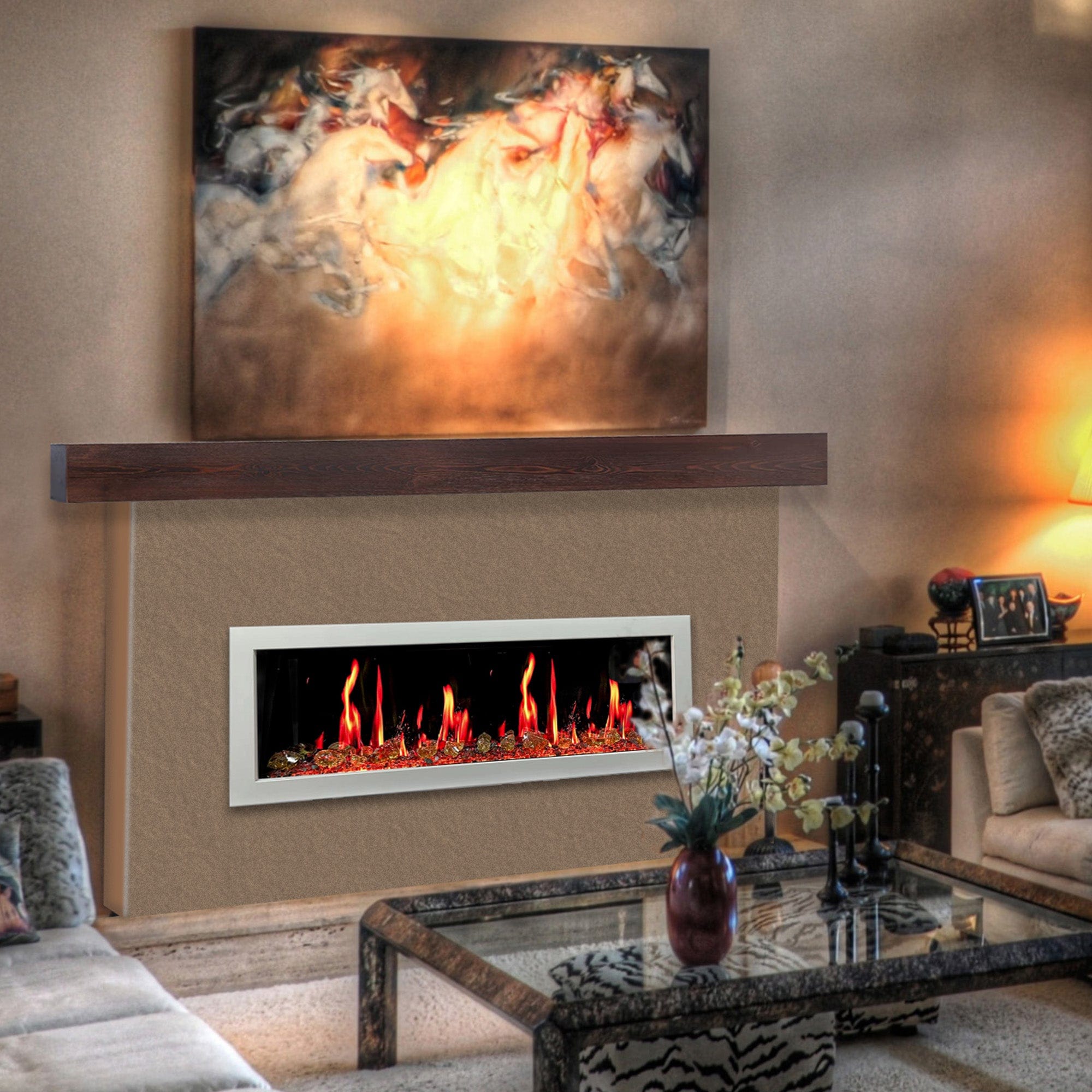 Litedeer Homes Latitude II 48-inch Seamless Push-in Electric Fireplace with Reflective Fire Glass ZEF48XA