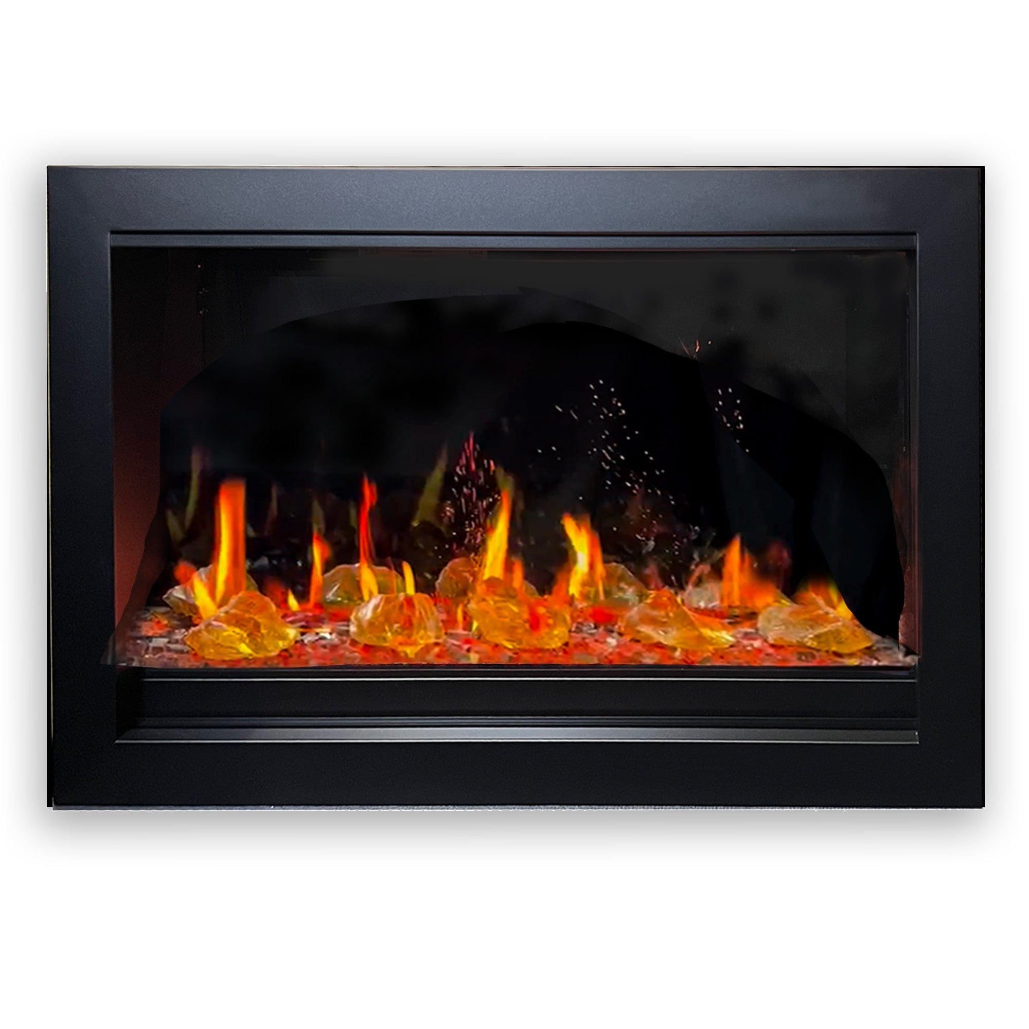 Litedeer Homes LiteStar 30-inch Smart Electric Fireplace Insert with Luster Copper Amber Glass