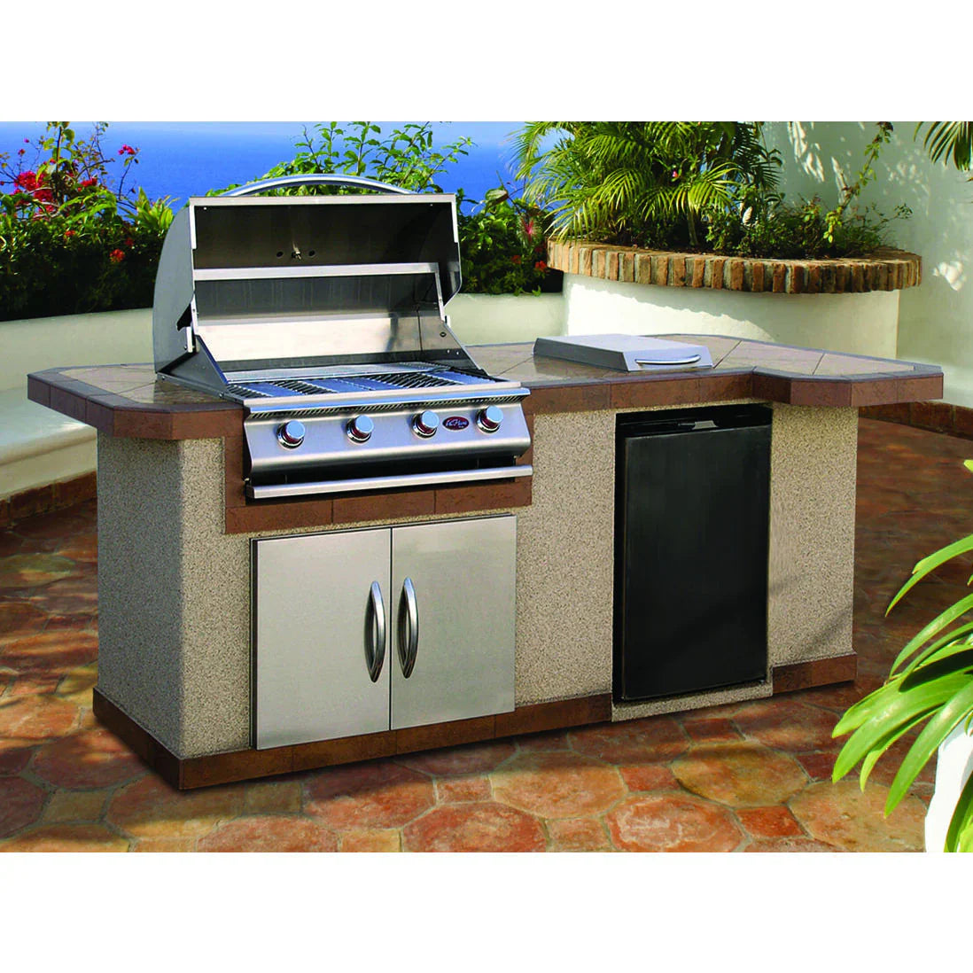 Cal Flame 8 ft BBQ Island L-Shaped BBK-820