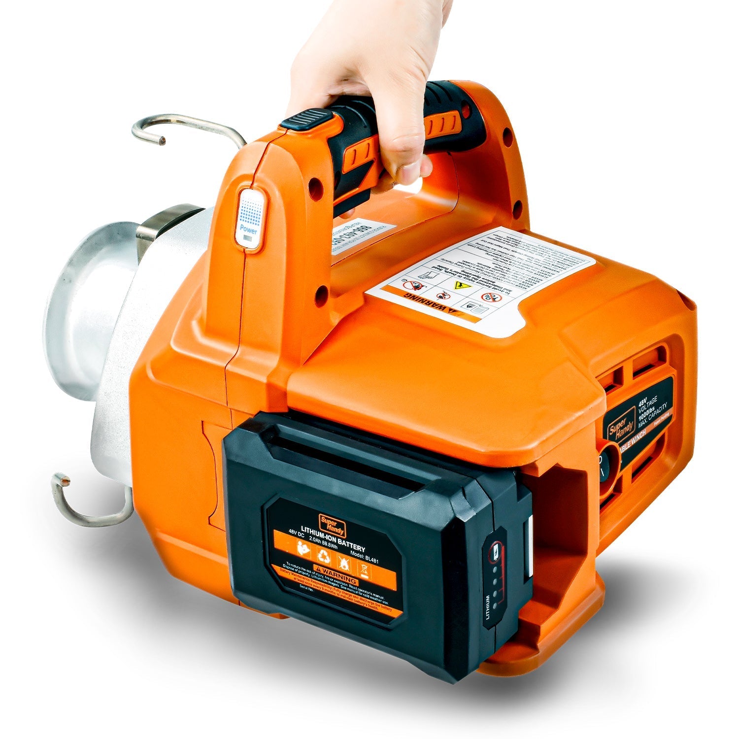 Super Handy Electric Capstan Winch - 48V 2Ah Battery, Low-Stretch Rope