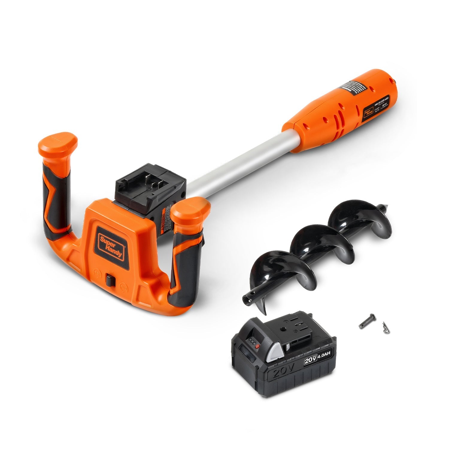 Super Handy Electric Earth Auger - 20V 4Ah Battery, 12" x 3" Bit
