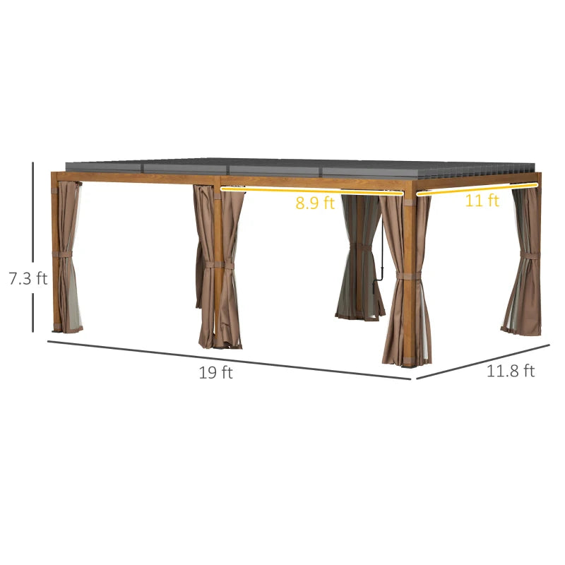Outsunny 12' x 19' Aluminum Pergola with Adjustable Louvered, Outdoor Pergola